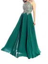 Anny Lee Chiffon Ballgown In Emerald In Green