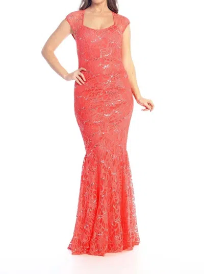 Anny Lee Shimmering Mermaid Dress In Blush In Red