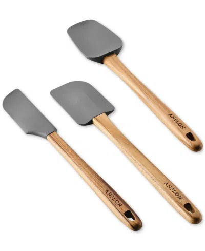 Anolon 3-piece Silicone Teak Handled Spatula Set In Gray