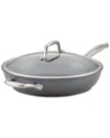 Anolon Accolade Hard-anodized Nonstick Deep 12 Frying Pan With Lid And Helper Handle, Moonstone In Beige