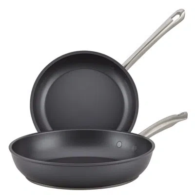Anolon Accolade Hard Anodized Nonstick Induction Frying Pans / Skillet Set In Gray