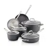 Anolon Accolade Hard-anodized Precision Forge Cookware Set, 10-piece, Moonstone In Moonstone