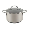 Anolon Achieve Hard Anodized 4-qt. Saucepot With Lid In Silver