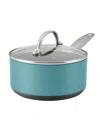Anolon Achieve Hard Anodized Nonstick 2 Quart Sauce Pan With Lid In Teal