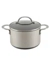 Anolon Achieve Hard Anodized Nonstick 4 Quart Saucepot With Lid In Silver