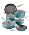 Anolon Achieve Hard Anodized Nonstick 10 Piece Cookware Pots And Pans Set In Teal