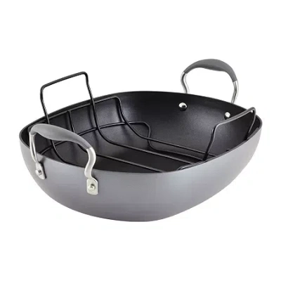 Anolon Advanced 16"x13" Non-stick Roasting Pan With Rack In Gray