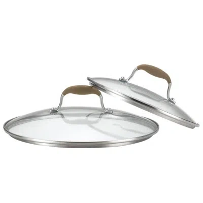 Anolon Advanced Home Glass Lid Set, 10 Inch And 12 Inch, 2-piece In Brown