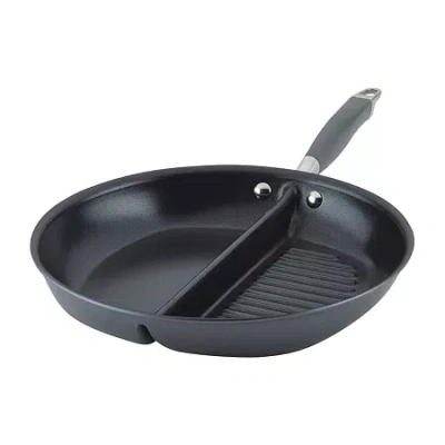 Anolon Advanced Home Hard Anodized 12.5" Divided Grill And Griddle Pan In Black