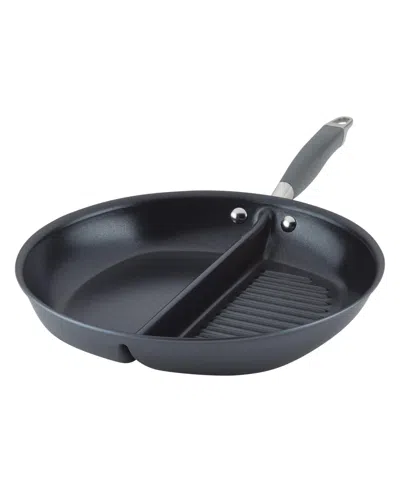 Anolon Advanced Home Hard-anodized 12.5" Nonstick Divided Grill And Griddle Skillet In Black