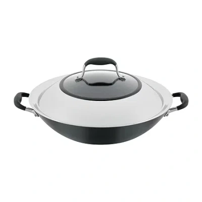Anolon Advanced Home Hard Anodized 14" Wok With Lid In Brown