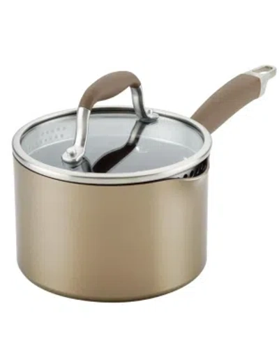 Anolon Advanced Home Hard-anodized Nonstick 2-qt. Straining Saucepan In Bronze