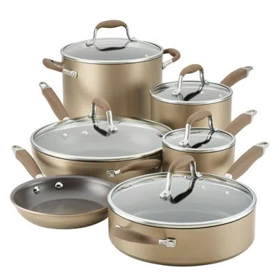 Anolon Advanced Home Hard Anodized Nonstick Cookware Set, 11 Piece In Brown