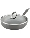 Anolon Advanced Home Hard-anodized Nonstick Deep Frying Pan With Lid 12-inch In Grey