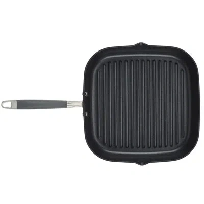 Anolon Advanced Home Hard Anodized Nonstick Deep Square Grill / Griddle Pan With Pour Spouts,11 Inch In Gray