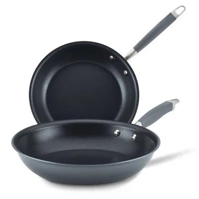 Anolon Advanced Home Hard Anodized Nonstick Frying Pan Set, 10.25 Inch And 12.75 Inch, 2-piece In Black