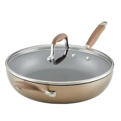 Anolon Advanced Home Hard Anodized Nonstick Ultimate Pan With Lid And Helper Handle In Bronze