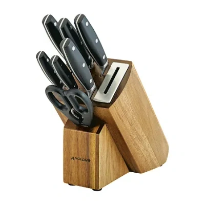 Anolon Alwayssharp Japanese Steel 8-pc. Knife Block Set With Built-in Sharpener In Black