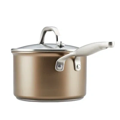Anolon Ascend Hard Anodized Nonstick Saucepan With Lid, Induction Compatible - 3 Quart In Bronze