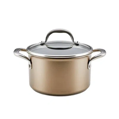Anolon Ascend Hard Anodized Nonstick Saucepot With Lid, Induction Compatible 4 Quart In Bronze