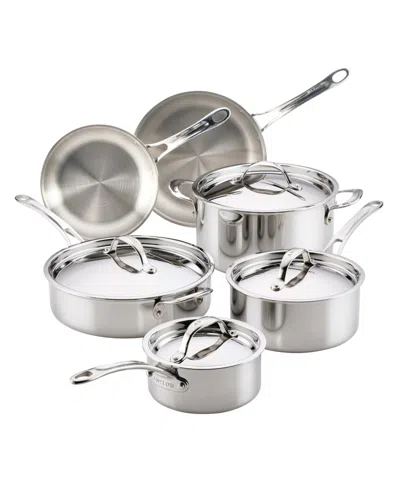 Anolon Everlast Stainless-steel 10-pc. Tri-ply Clad Cookware Set In Silver