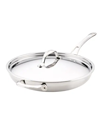 Anolon Everlast Stainless Steel 12.5" Tri-ply Clad Frying Pan In Silver