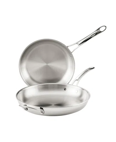 Anolon Everlast Stainless Steel 2-pc. Tri-ply Clad Frying Pan Set In Silver
