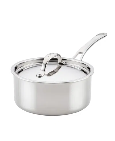 Anolon Everlast Stainless Steel 8.5" Tri-ply Clad Saucepan In Silver