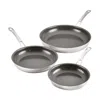 Anolon Everlast Stainless Steel Ceramic Nonstick 3 Piece Frying Pan Set In Metallic