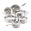 Anolon Everlast Stainless-steel 10-pc. Tri-ply Clad Cookware Set In Silver