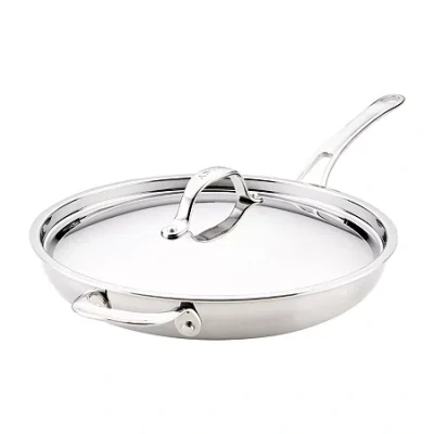 Anolon Everlast Tri-ply Clad Stainless Steel Frying Pan In Silver