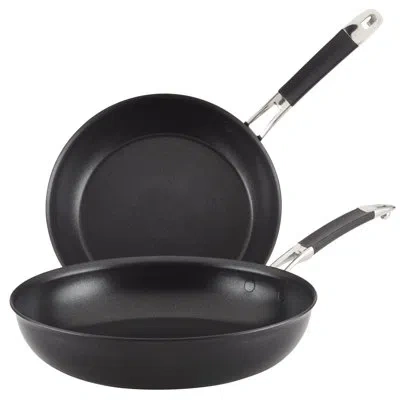 Anolon Hard Anodized Nonstick Nesting Frying Pans / Skillet Set, 2 Piece In Black