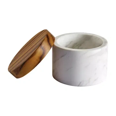Anolon Marble 5.25-oz Salt Cellar With Teakwood Lid In Brown