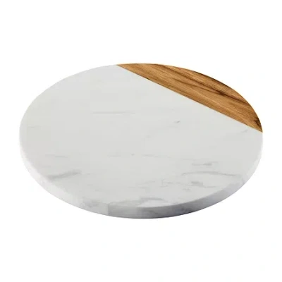 Anolon Marble Teakwood 10" Round Cutting And Serving Board In Multi
