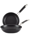 Anolon Smartstack 8.5" & 10" Hard-anodized Nesting Skillet Set In Black
