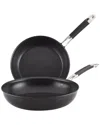 Anolon Smartstack 8.5" & 10" Hard-anodized Nesting Skillet Set In Black