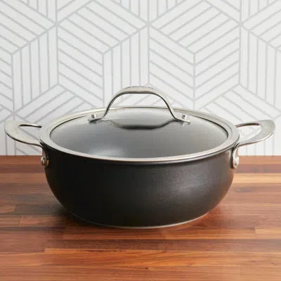 Anolon X Hybrid Cookware Nonstick Aluminum Nonstick Casserole Pan With Lid, 4-quart In Silver;black