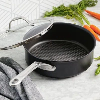Anolon X Hybrid Cookware Nonstick Sauté Pan With Lid, 3.5-quart In Silver;dark Gray