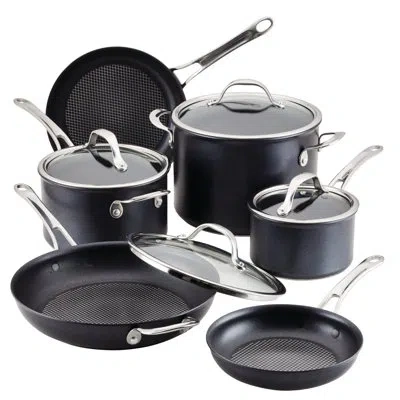 Anolon X Hybrid Nonstick Cookware Induction Pots And Pans Set, 10 Piece In Silver;dark Gray