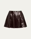 Anonlychild Ellis Fit-and-flare Mini Leather Skirt In Cognac