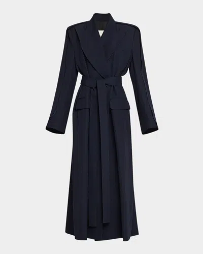 Anonlychild Jean Double-breasted Wool Long Robe Coat In Black