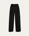 Anonlychild May Pintuck Wide Leg Wool Pants In Black