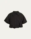 Anonlychild Sandy Balloon-sleeve Top In Black