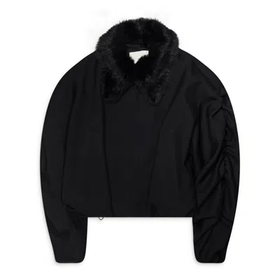 Anonlychild Sanguinetti Bomber With Fur Collar Black