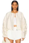 Anonlychild Sanguinetti Ruched Back Jacket In Creme