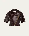 Anonlychild Toots Crinkle Leather Jacket In Cognac