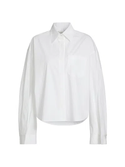 Anonlychild Women's Just A Pinch Bartley Poplin Cotton Shirt In White