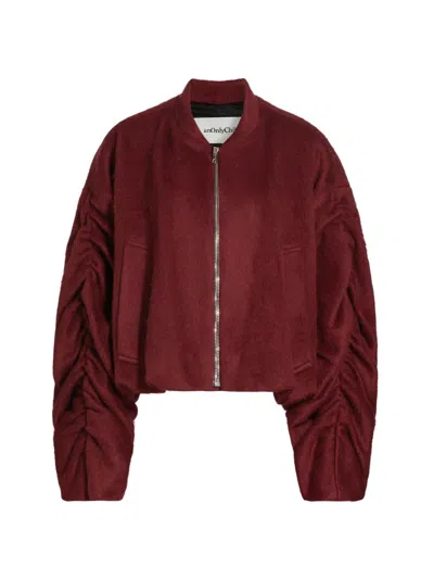 Anonlychild Women's Sanguinetti Wool-blend Ruched Bomber Jacket In Burgundy