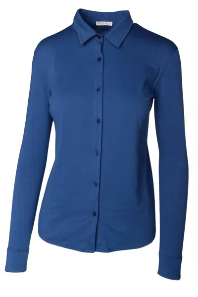 Anonym Apparel Women Ellacap Long Sleeve Button Tee In Capri In Blue