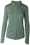 Anonym Apparel Women Ellafor Long Sleeve Button Tee In Forest